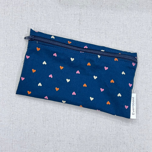 Hearts on Navy Reusable Snack Bag