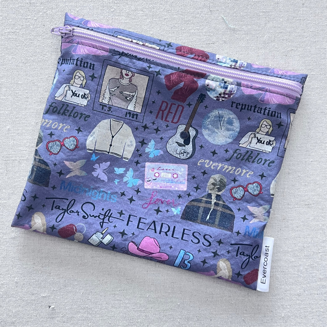 TS Albums on Purple Reusable Sandwich Bag