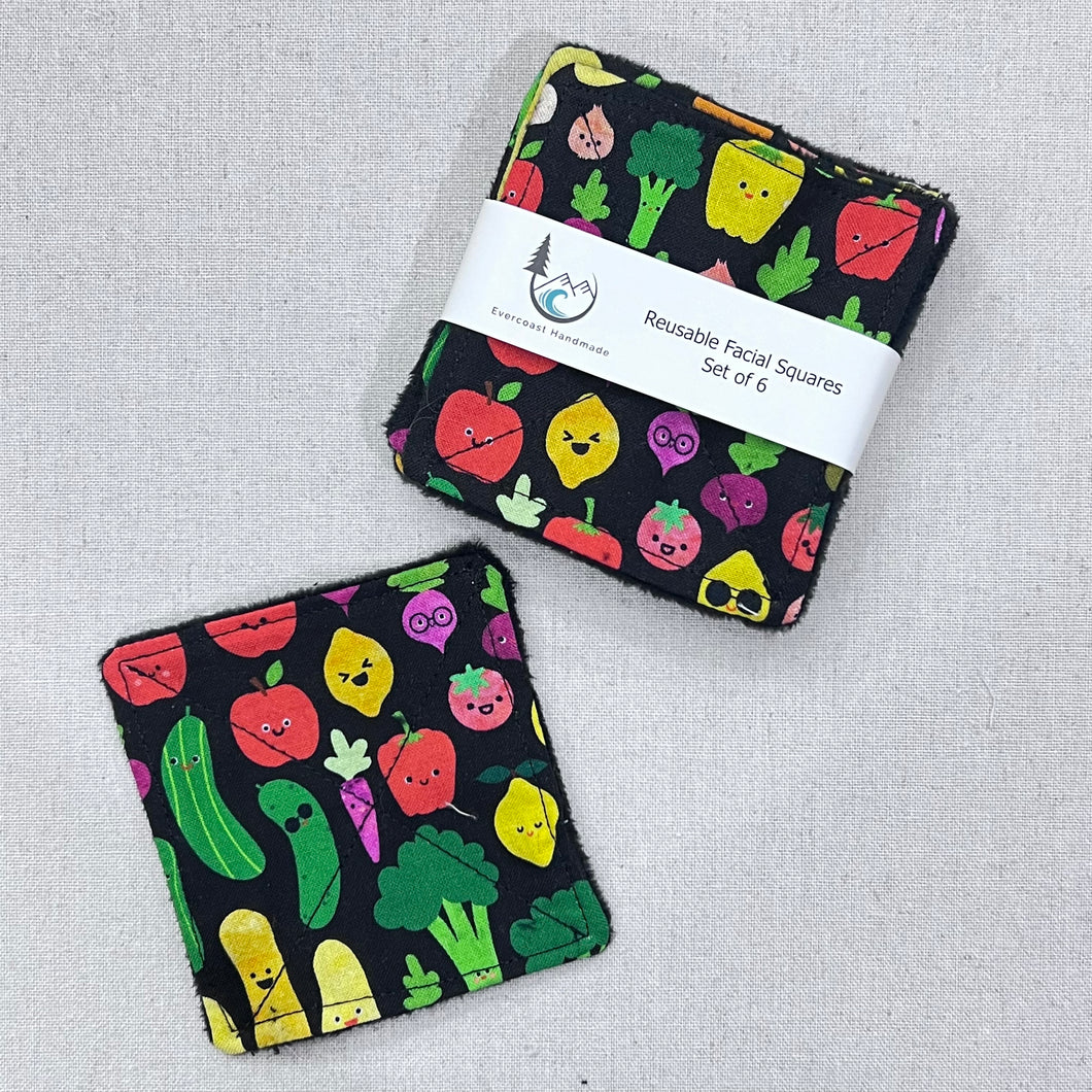 Smiling Veggies Reusable Facial Squares