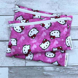 Pink Kitty Reusable Snack Bag Set
