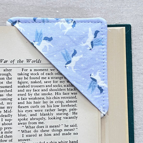 Pegasus on Light Blue Corner Bookmark