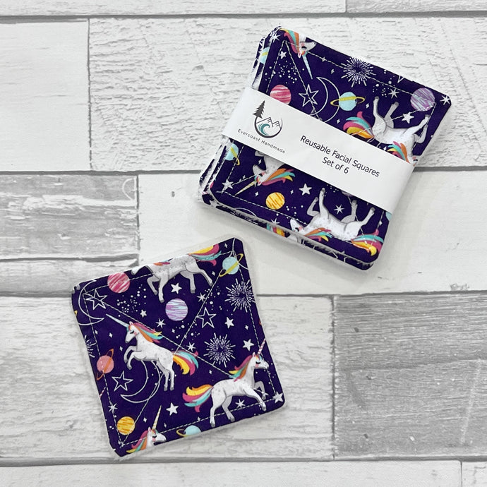 Purple Unicorn Reusable Facial Squares
