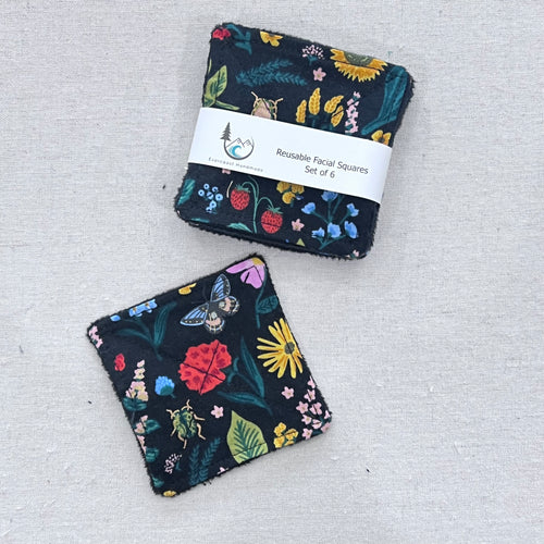 Insects on Black Reusable Facial Squares