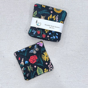 Insects on Black Reusable Facial Squares