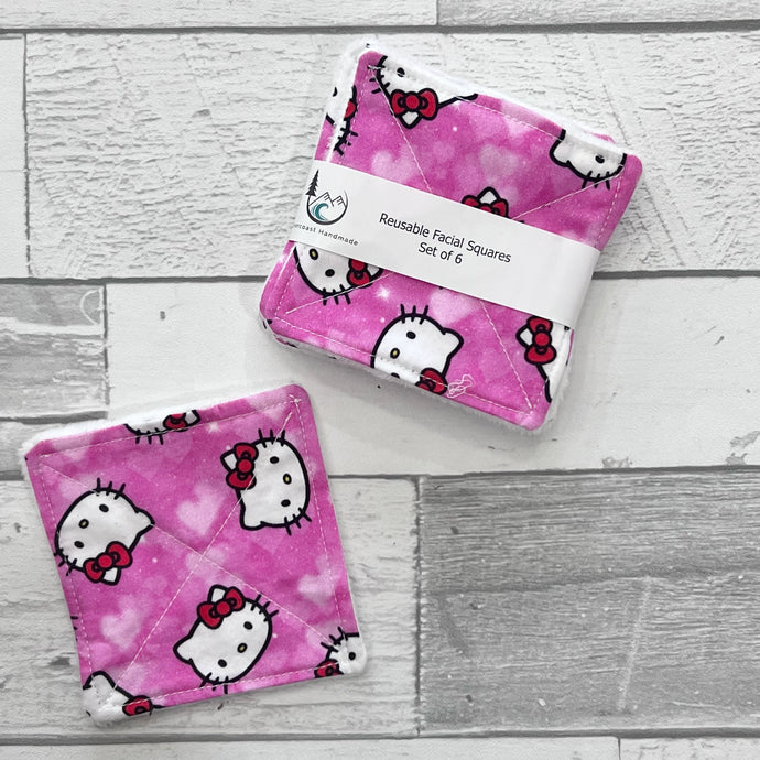 Pink Kitty Reusable Facial Squares