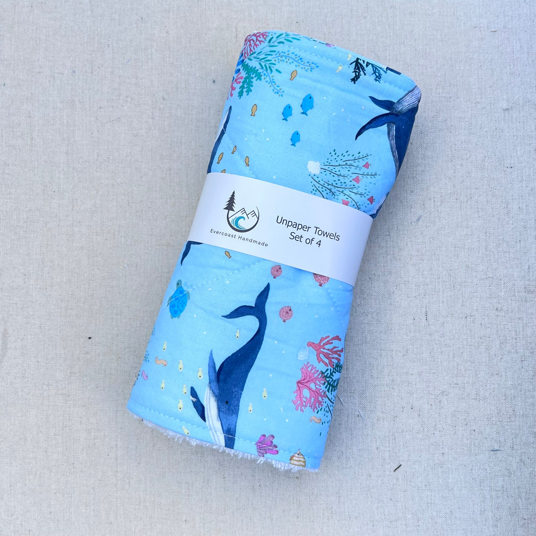 Whale Life Unpaper Towels - Set of 4