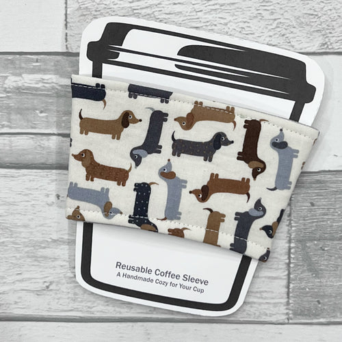 Dashunds on Cream Reusable Coffee Sleeve