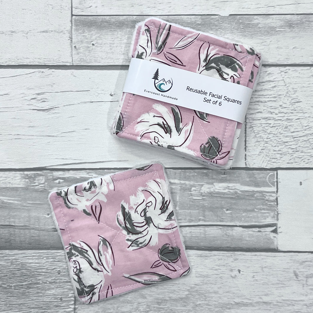All is Well Pink Floral Reusable Facial Squares