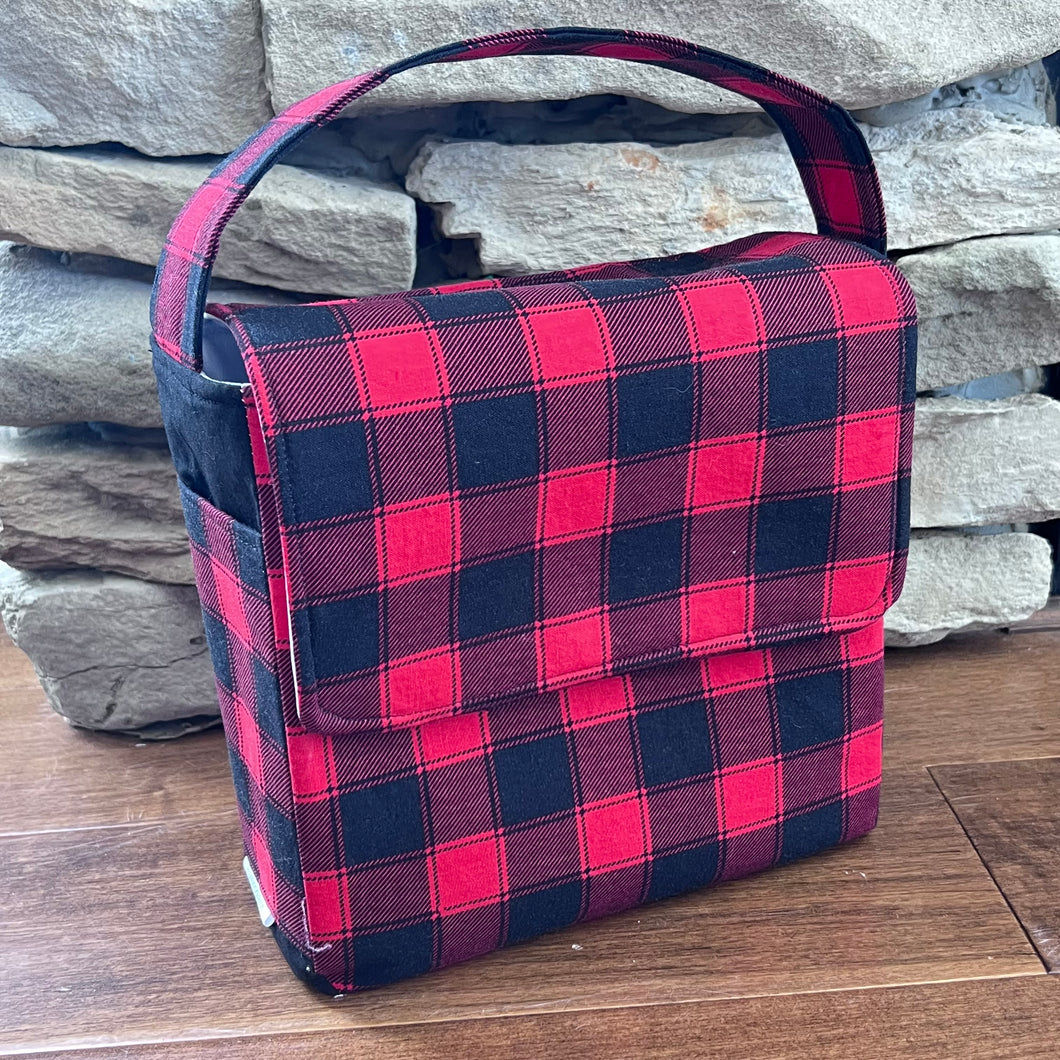 Buffalo Plaid Large Boxy Insulated Lunch Bag
