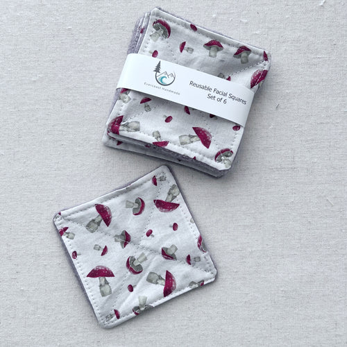 Red Mushroom Toss Reusable Facial Squares