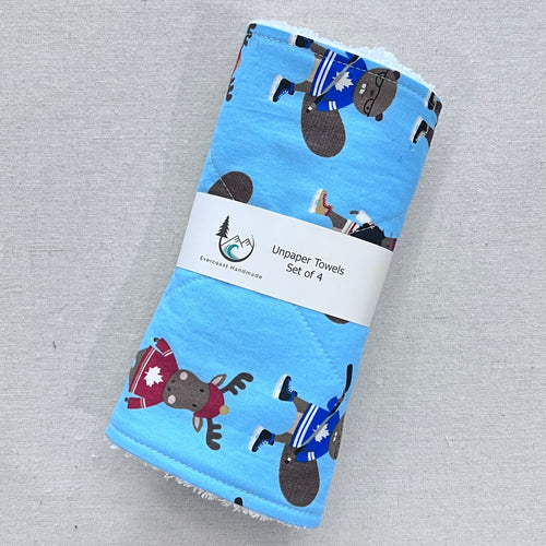 Hockey Beavers and Bears Unpaper Towels - Set of 4