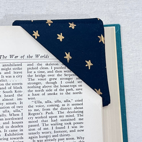 Gold Stars on Black Corner Bookmark
