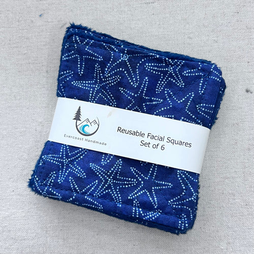 Sea Stars on Navy Reusable Facial Squares