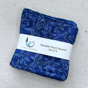 Sea Stars on Navy Reusable Facial Squares