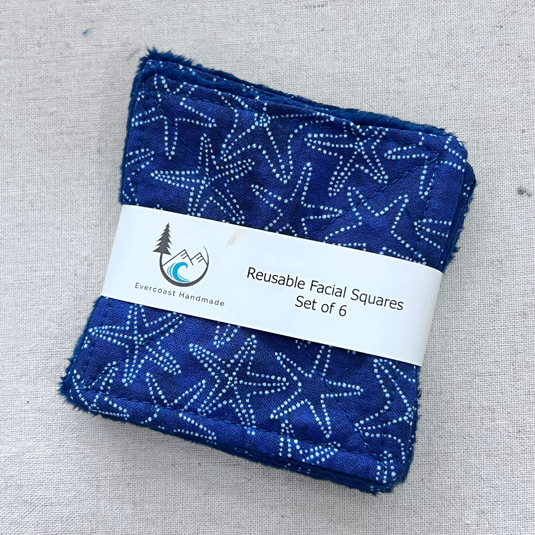 Sea Stars on Navy Reusable Facial Squares