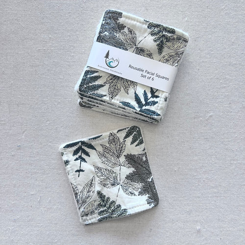 Fern Fronds on Cream Reusable Facial Squares
