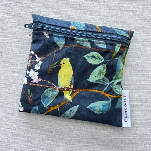 Birds on Charcoal Reusable Mini Snack Bag
