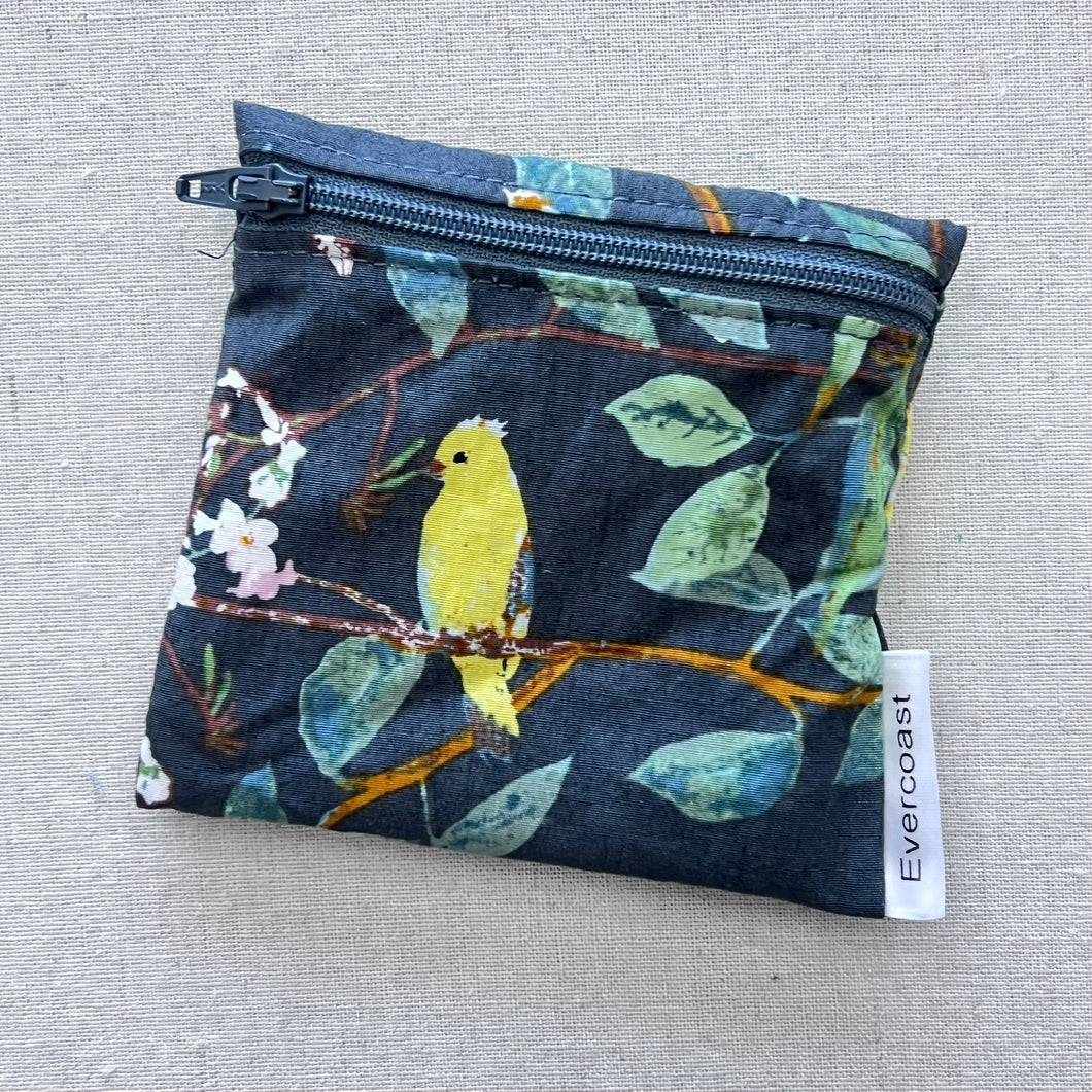 Birds on Charcoal Reusable Mini Snack Bag