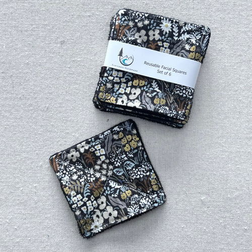 Black and Gold Floral Reusable Facial Squares