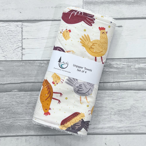 Chickens on Cream Unpaper Towels - Set of 4