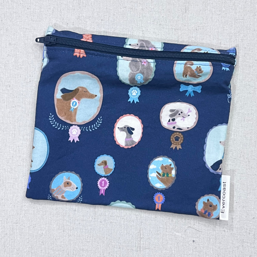 Dog Portraits on Blue Reusable Sandwich Bag