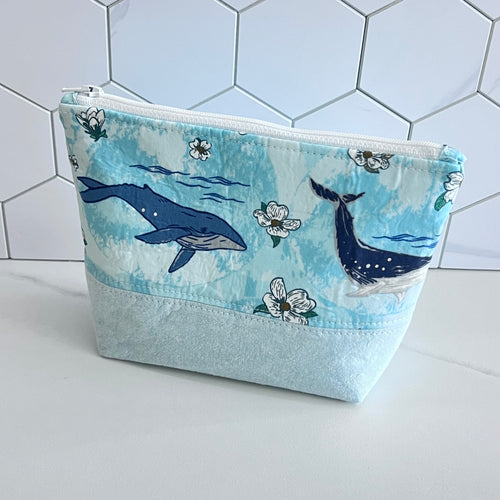 Floral Whales on Mint Small Organizer Bag