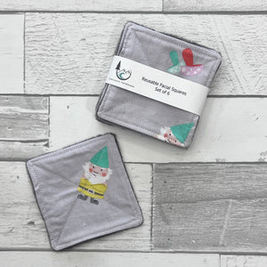 Gnomes on Grey Reusable Facial Squares