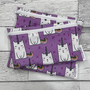 Purple Caticorn Reusable Snack Bag Set
