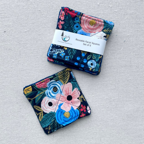 Garden Party on Navy Reusable Facial Squares