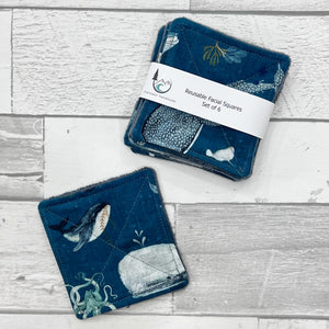 Watercolor Whale Reusable Facial Squares