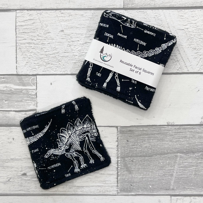 Glow Dino Skeleton Reusable Facial Squares