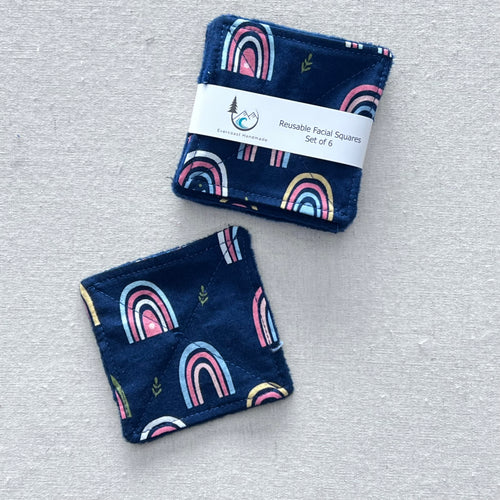 Navy Rainbows Reusable Facial Squares