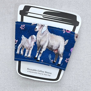 Floral Goat Reusable Coffee Sleeve