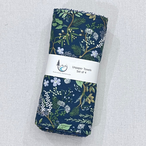 Juniper Forest on Blue Unpaper Towels - Set of 4