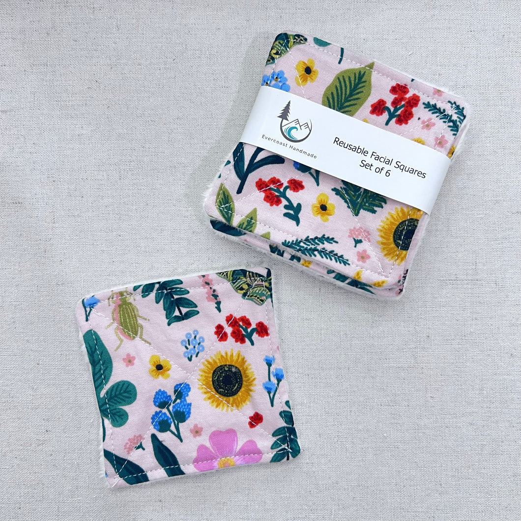 Insects on Pink Reusable Facial Squares