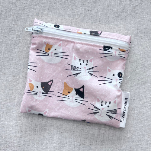 Pink Cat Faces Reusable Mini Snack Bag