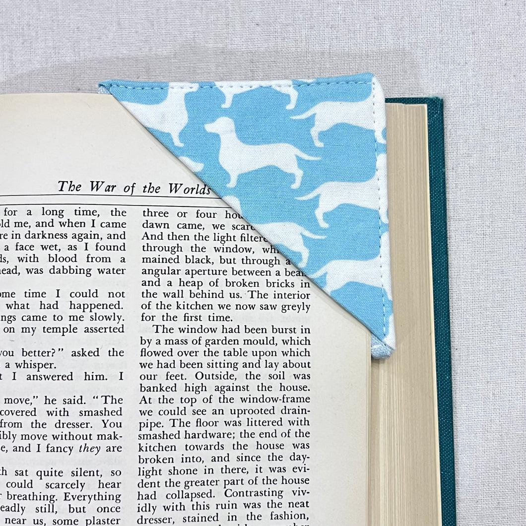 Daschunds on Blue Corner Bookmark