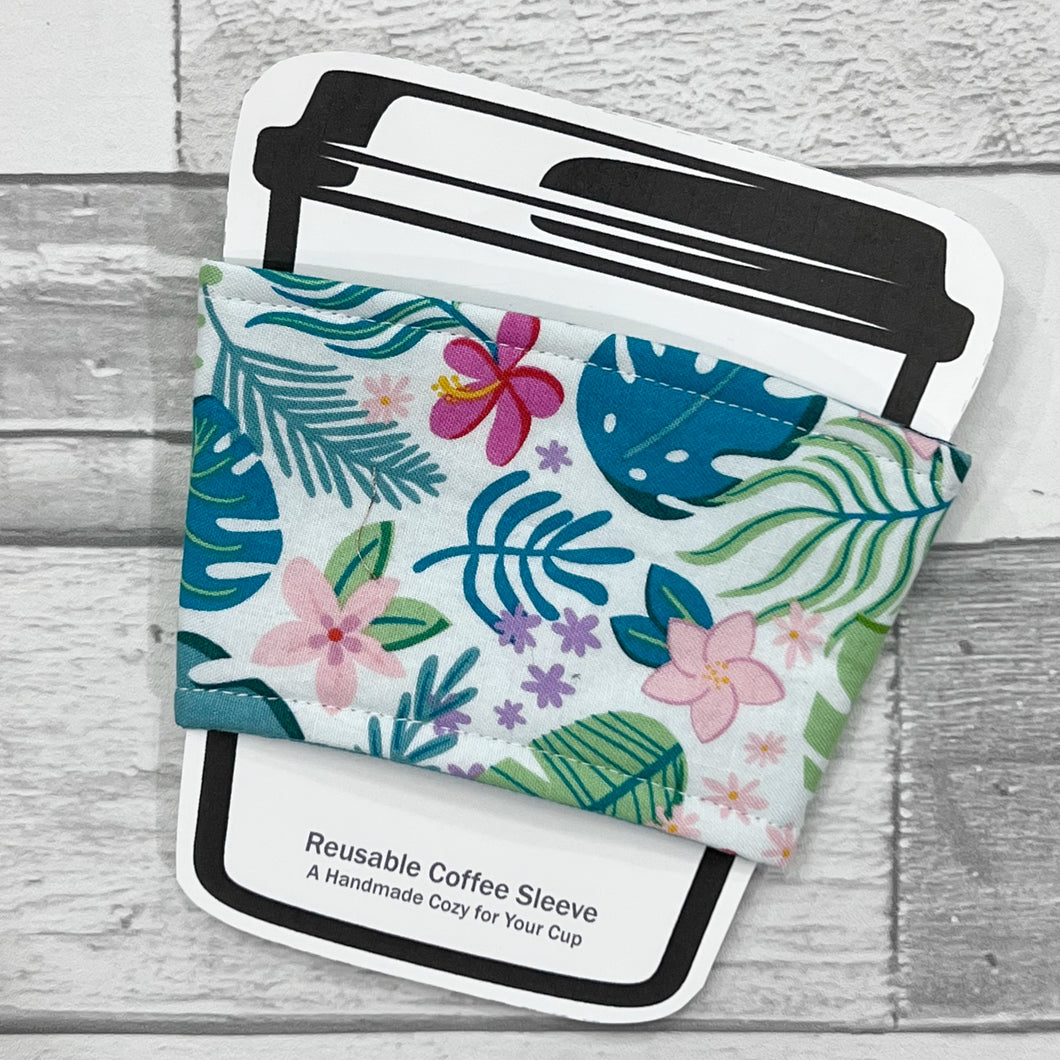 Tropical Leaves Reusable Coffee Sleeve