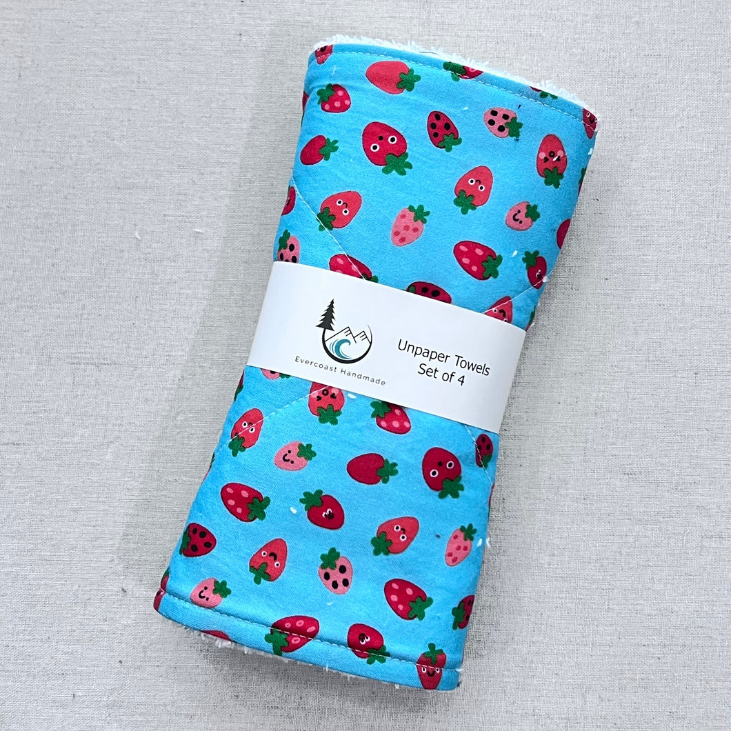 Happy Strawberries Unpaper Towels - Set of 4