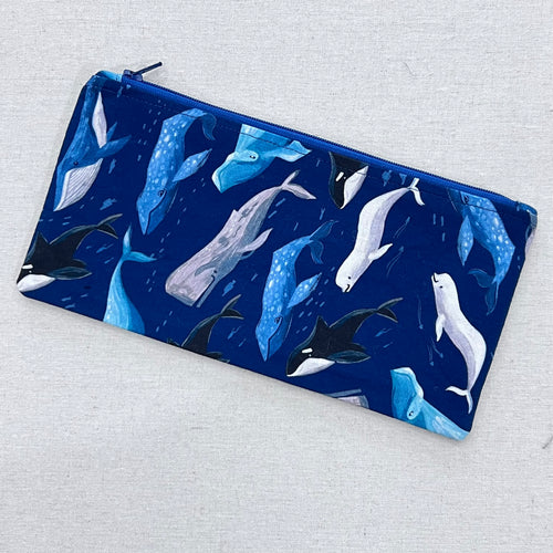 Whales on Blue Pencil Case