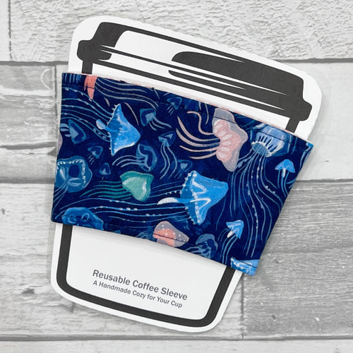 Blue Jellyfish Reusable Coffee Sleeve