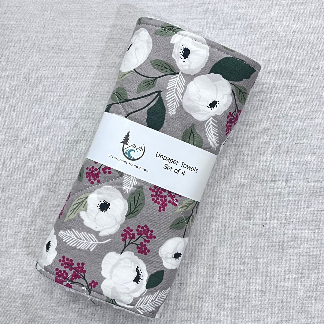 Winter Floral Unpaper Towels - Set of 4