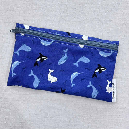 Tossed Orca on Purple Reusable Snack Bag