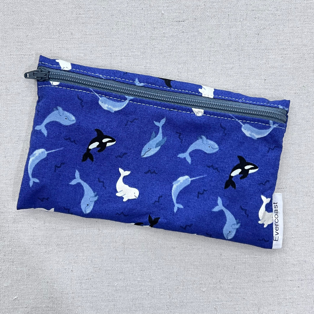 Tossed Orca on Purple Reusable Snack Bag