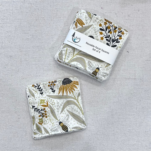 Bee Garden on Cream Reusable Facial Squares