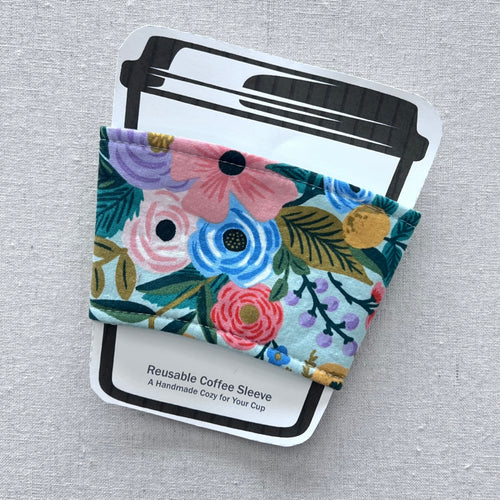 Garden Party on Mint Reusable Coffee Sleeve