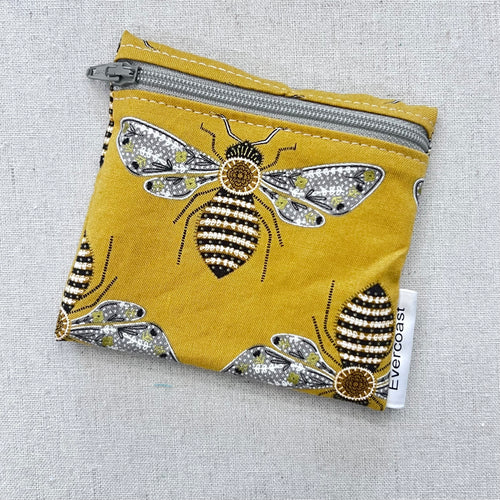 Bee Garden Bees on Mustard Reusable Mini Snack Bag