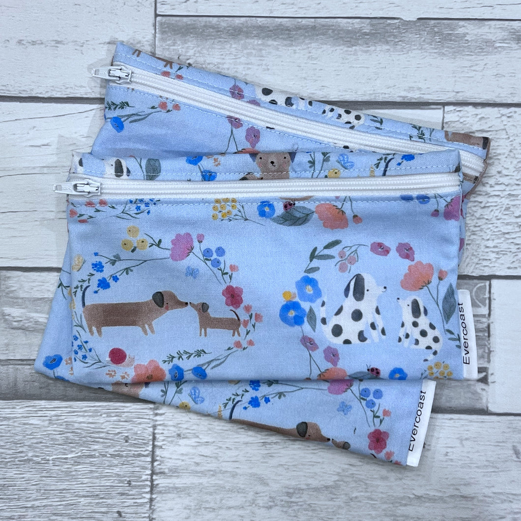 Floral Dog Reusable Snack Bag Set