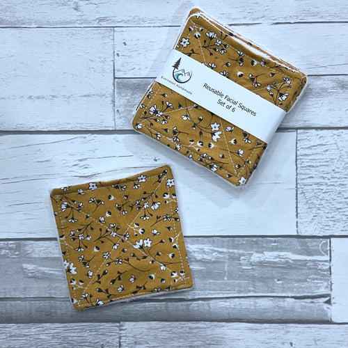 Mustard Bee Floral Reusable Facial Squares