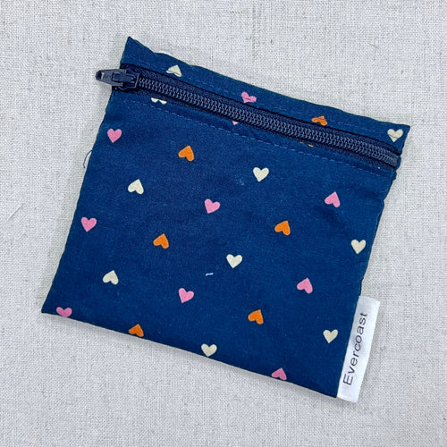 Hearts on Navy Reusable Mini Snack Bag